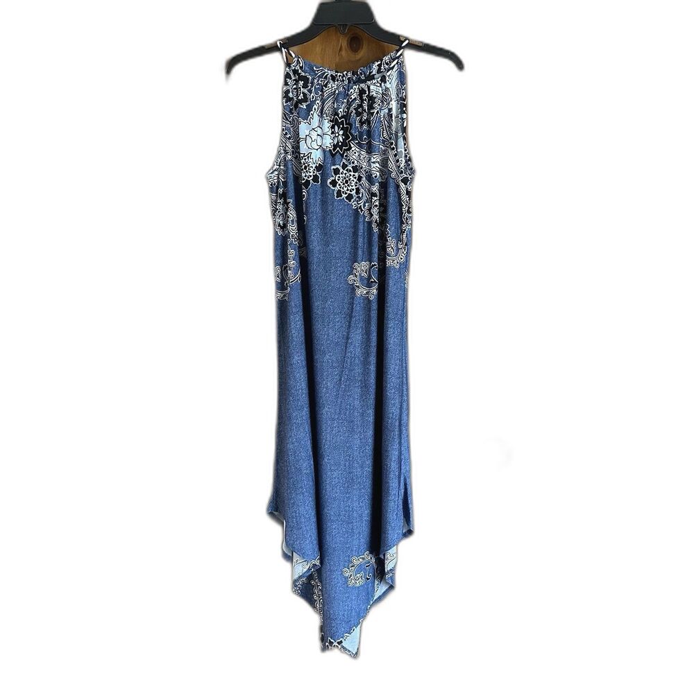 Melissa Paige Dress Sm Blue White Paisley Handkerchief Western Cowgirl Resort
